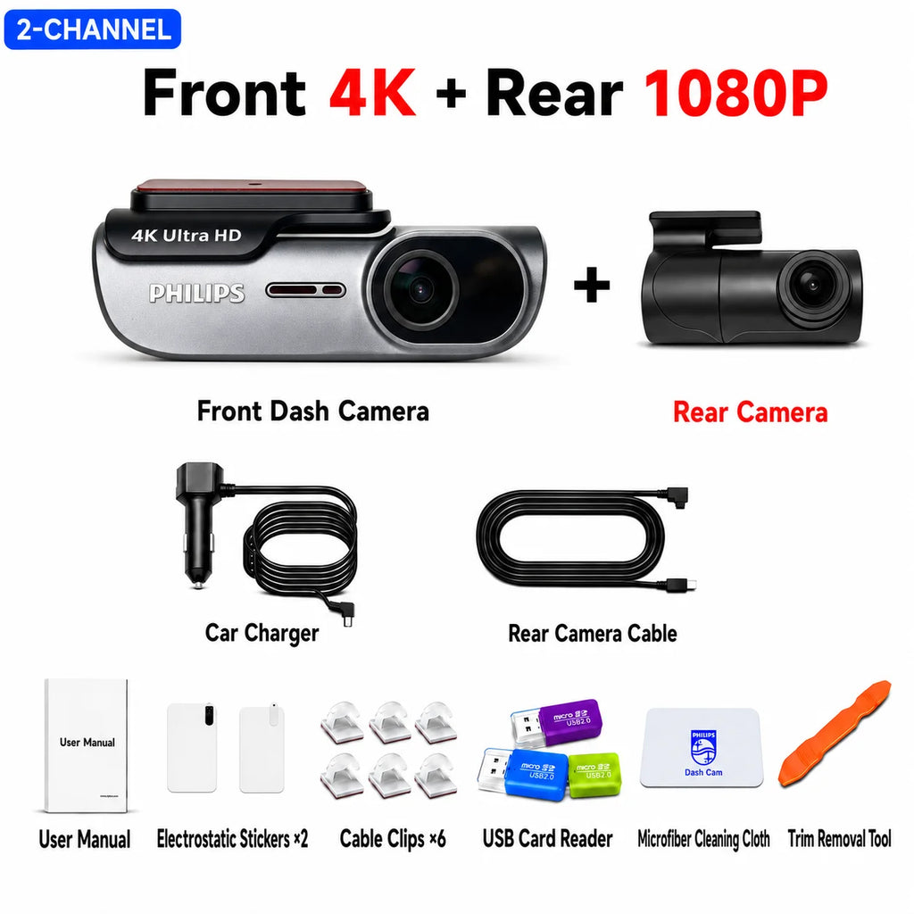 Dashcam Car360Eye B07 4K+1K HDR Double Caméra Avant/Arrière WiFi 2.4G & 5.8G APP GPS Surveillance Parking 24H Vision Nocturne DVR Voiture