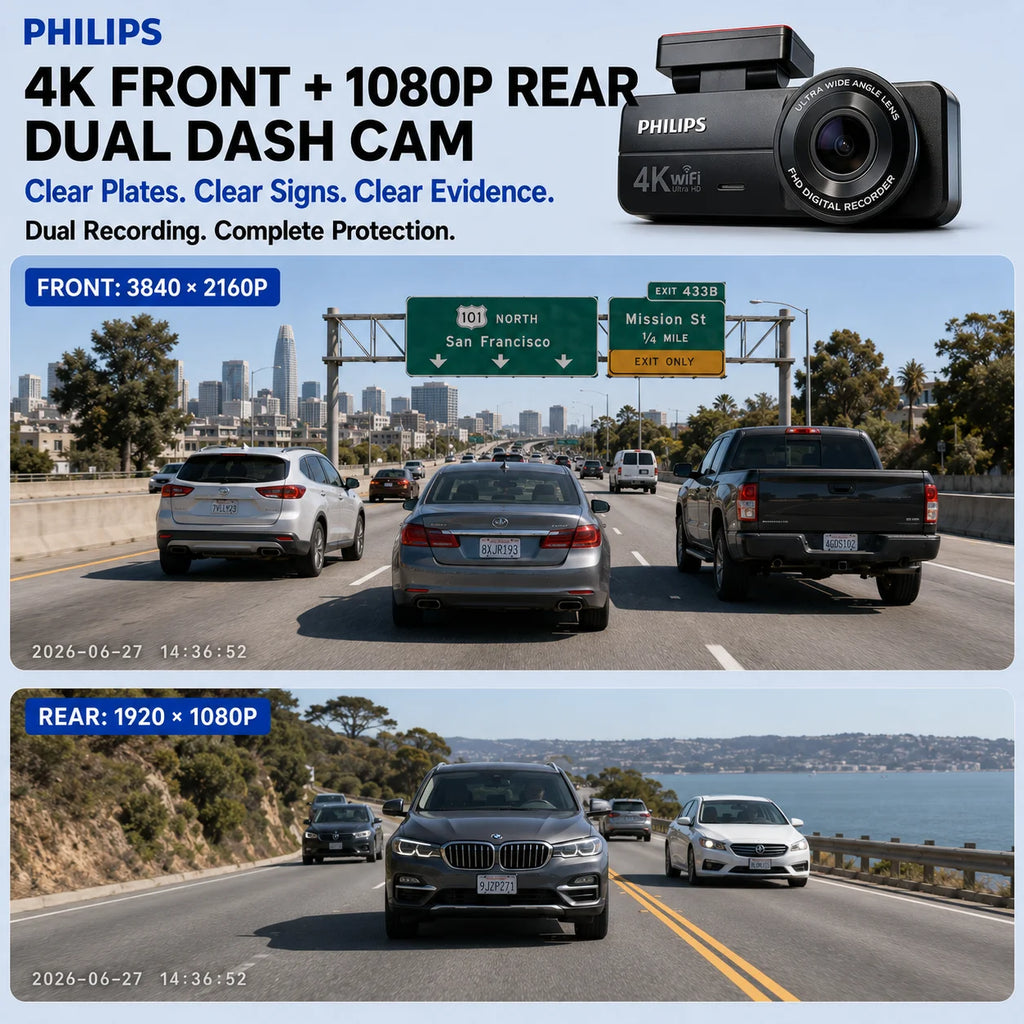 Dashcam Car360Eye B08 4K+1K HDR Double Caméra Avant/Arrière Écran OLED 1,57 Pouce WiFi 2.4G & 5.8G APP GPS Surveillance Parking 24H DVR Voiture