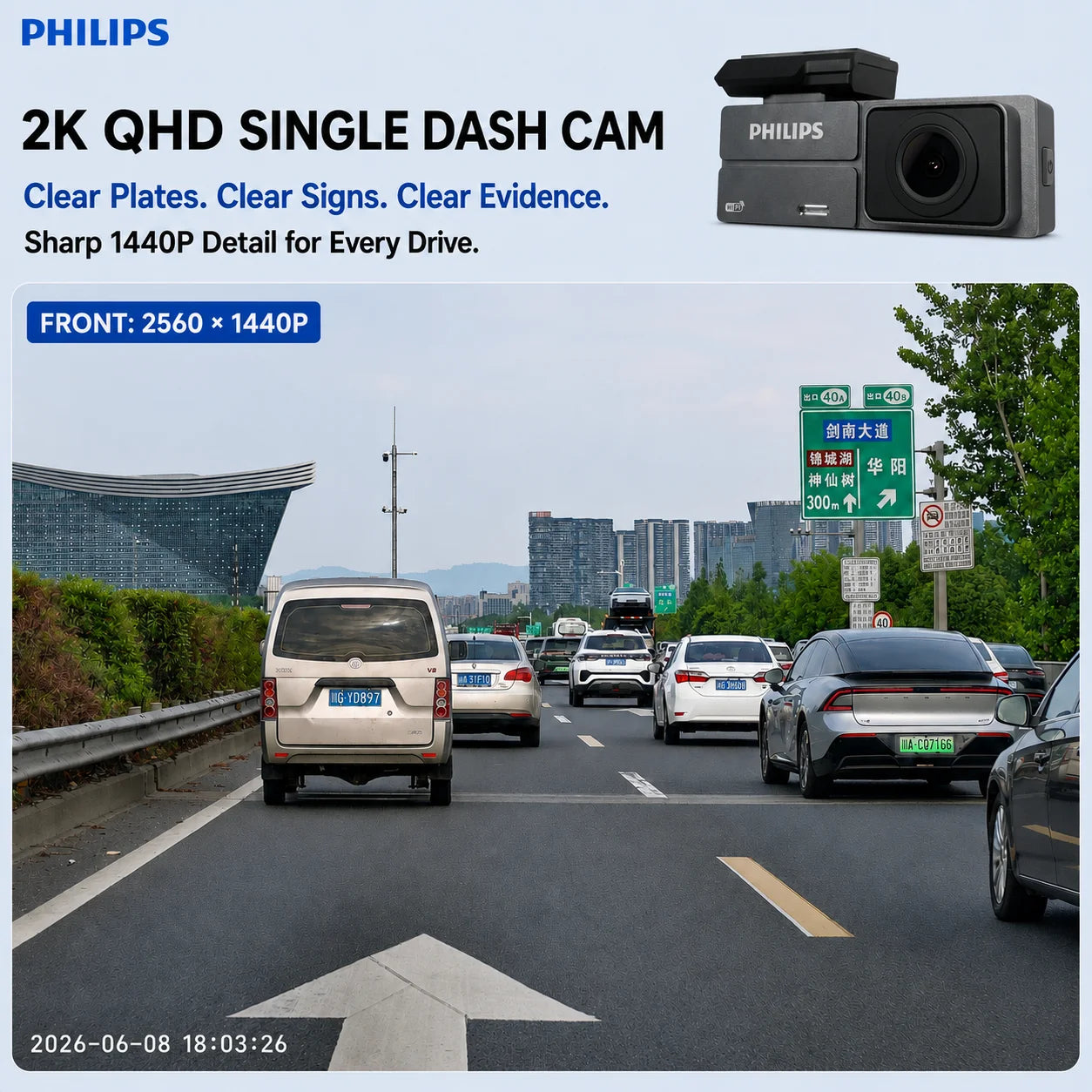 Dashcam Car360Eye F04 2K Mini Caméra Voiture Écran IPS 1,47 Pouce WiFi Contrôle par Application Vision Nocturne Surveillance Parking 24H DVR Voiture