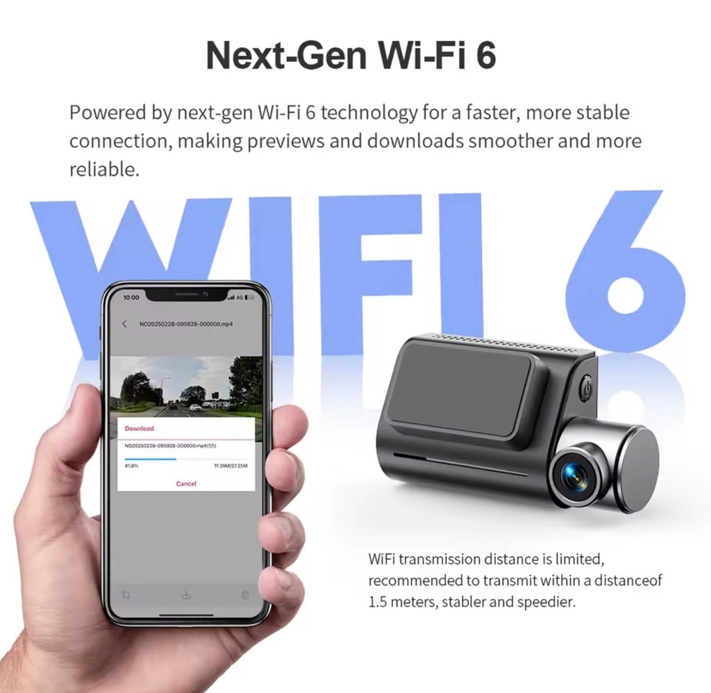 Dashcam KAWA D7 4K Avant/Arrière WiFi6 Contrôle Vocal Caméra Arrière Compacte